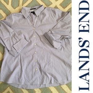 LANDS END Purple pinstripe 3/4 ladies shirt 22W